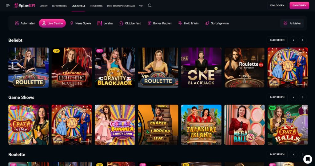 Spinsup Live Casino